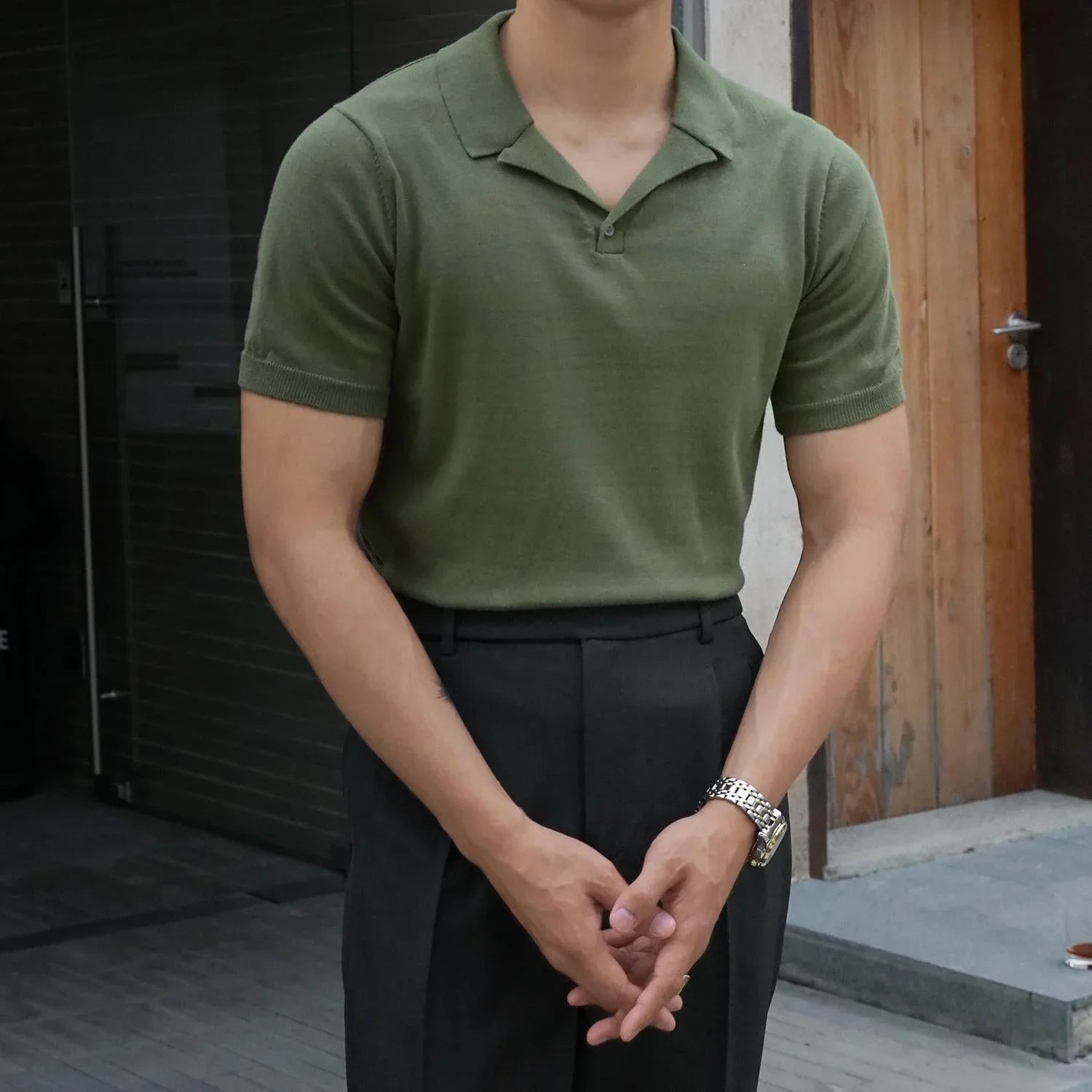 İnce Kesim Geniş Yaka Polo Tişört - Martin Milano