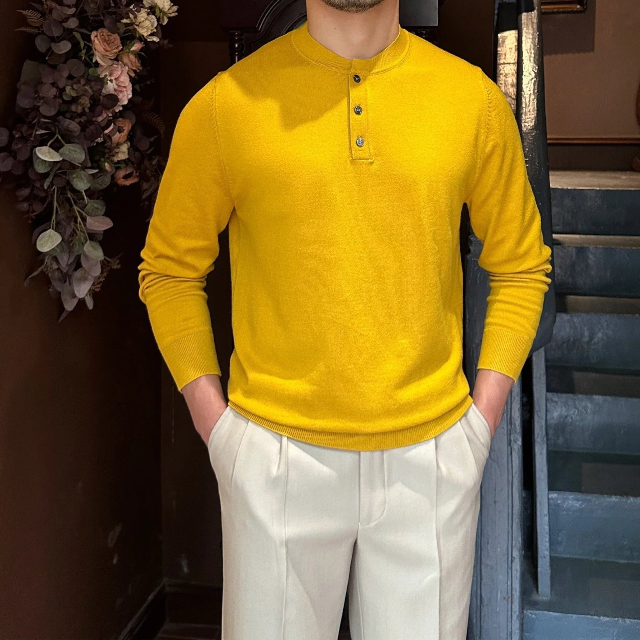 İnce Kesim Hanley Örgü Uzun Kollu Tişört - Martin Milano