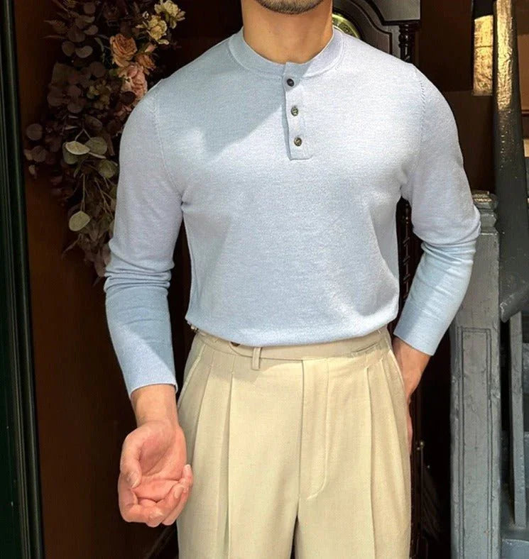 İnce Kesim Hanley Örgü Uzun Kollu Tişört - Martin Milano