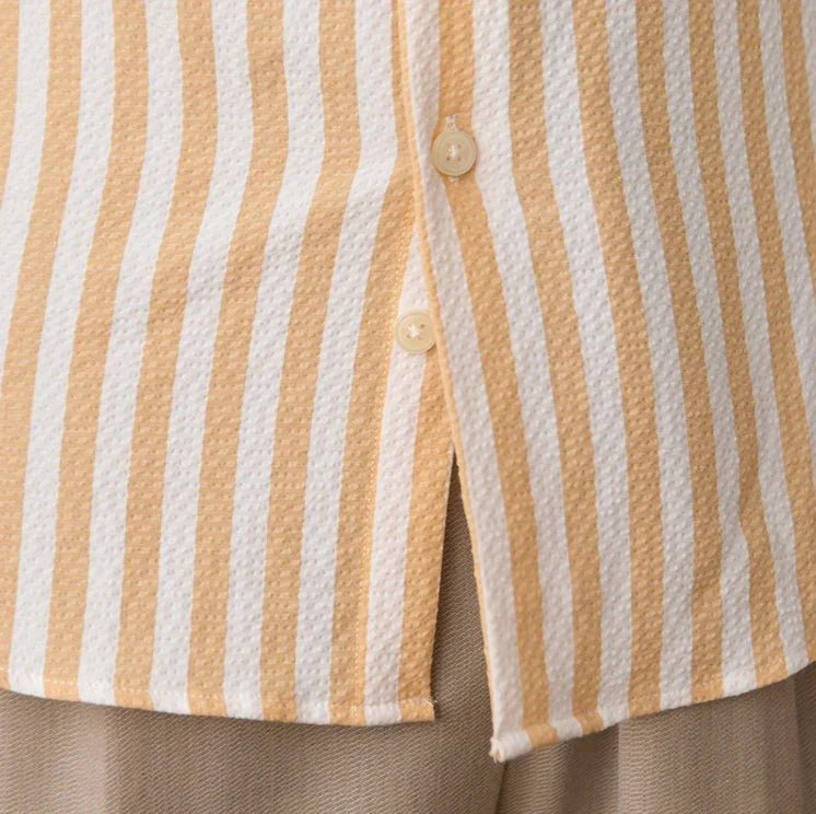 İnce Kesim Seersucker Çizgili Plaj Gömleği - Martin Milano