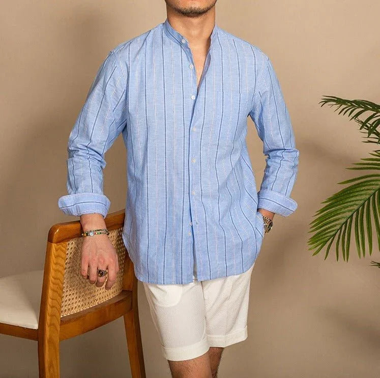 Keten Çizgili Yaka Gömlek - Martin Milano