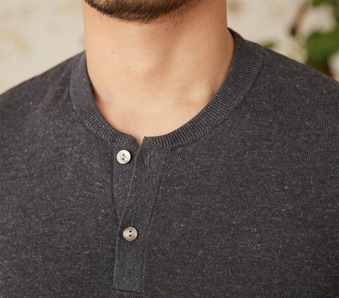 Keten Henley Örgülü Kısa Kollu Tişört - Martin Milano