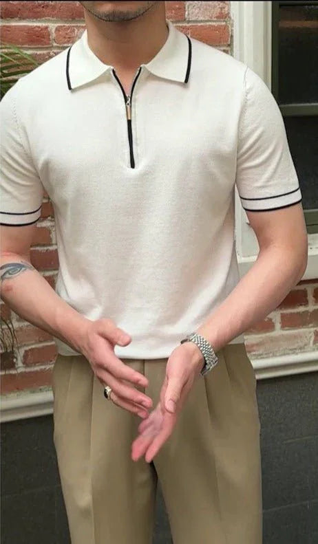 Kontrast Yachting Örgü Fermuarlı Polo - Martin Milano