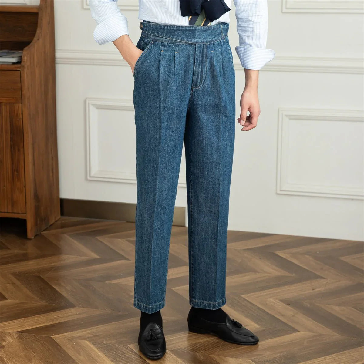 Moneglia Pamuk Denim Gurkha Pantolonları - Martin Milano