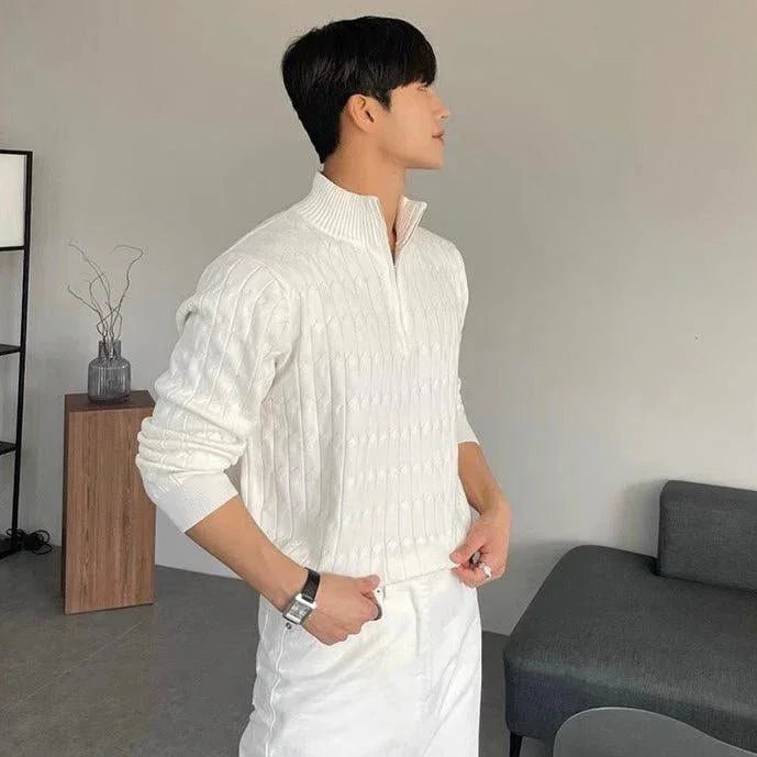 Örgü Desenli Yarım Fermuarlı Kazak - Martin Milano