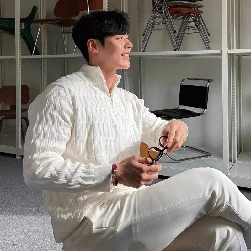 Örgü Desenli Yarım Fermuarlı Kazak - Martin Milano