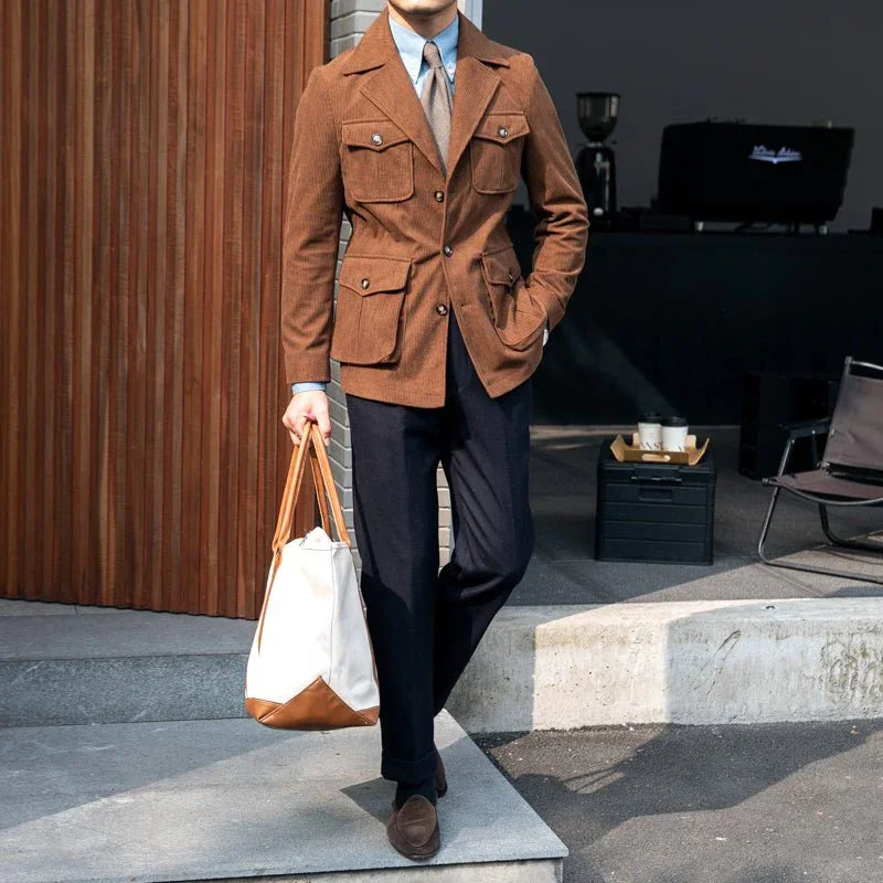 Oslo Kadife Bel Haki Ceket - Martin Milano