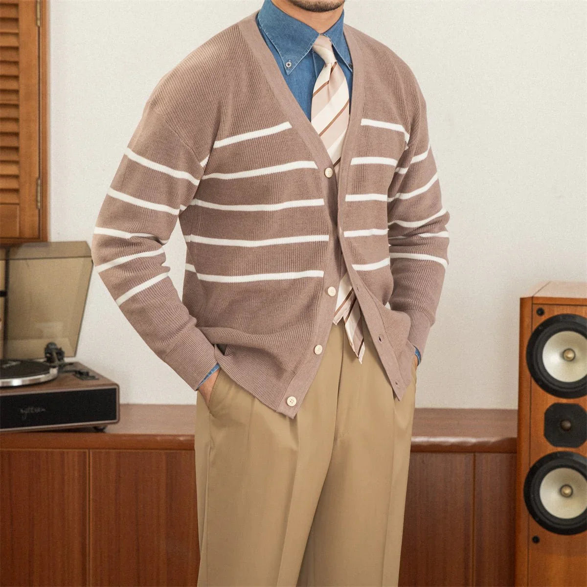 Oxford Çizgili Örgü Yün Kazak - Martin Milano