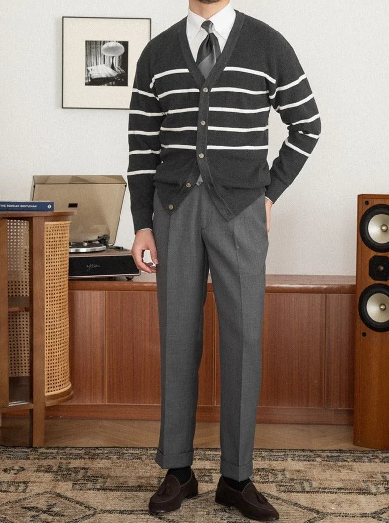 Oxford Çizgili Örgü Yün Kazak - Martin Milano