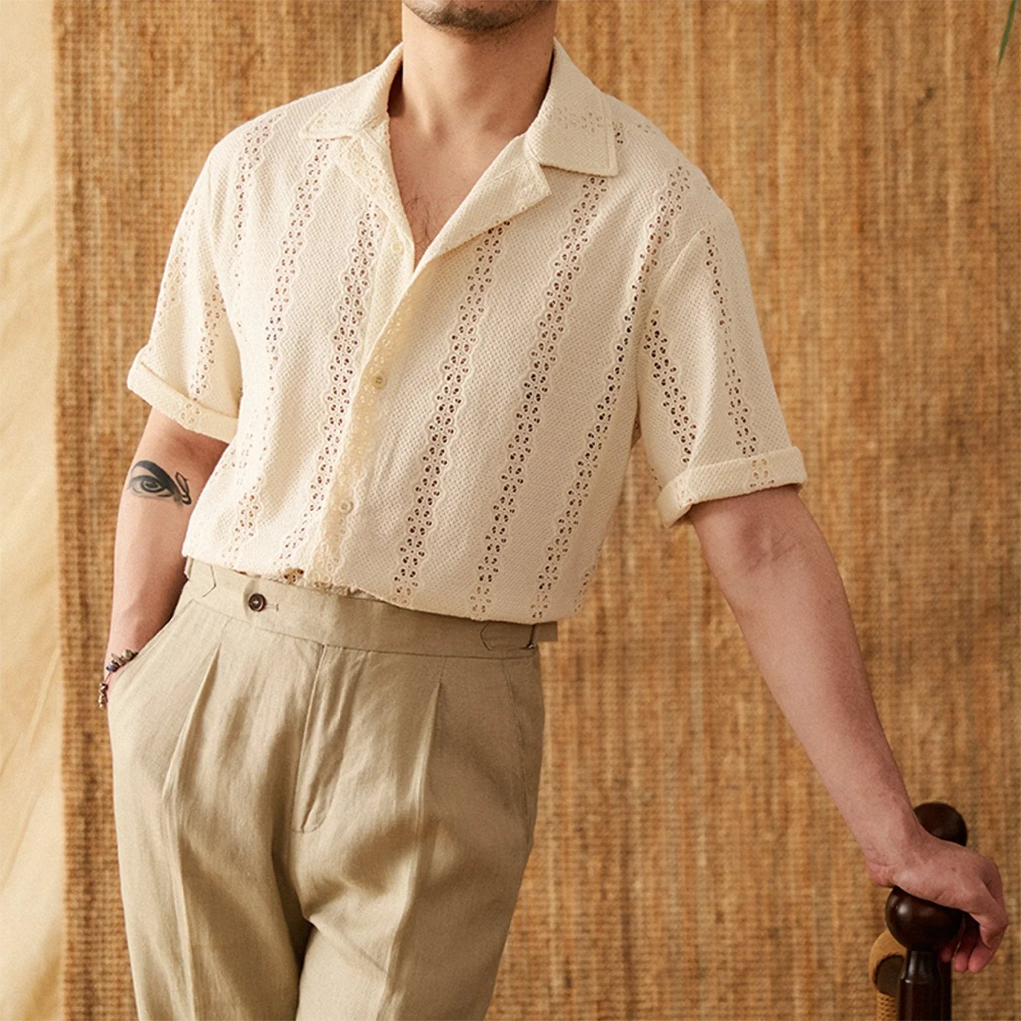 Pamuk Örgü Kısa Kollu Gömlek - Martin Milano