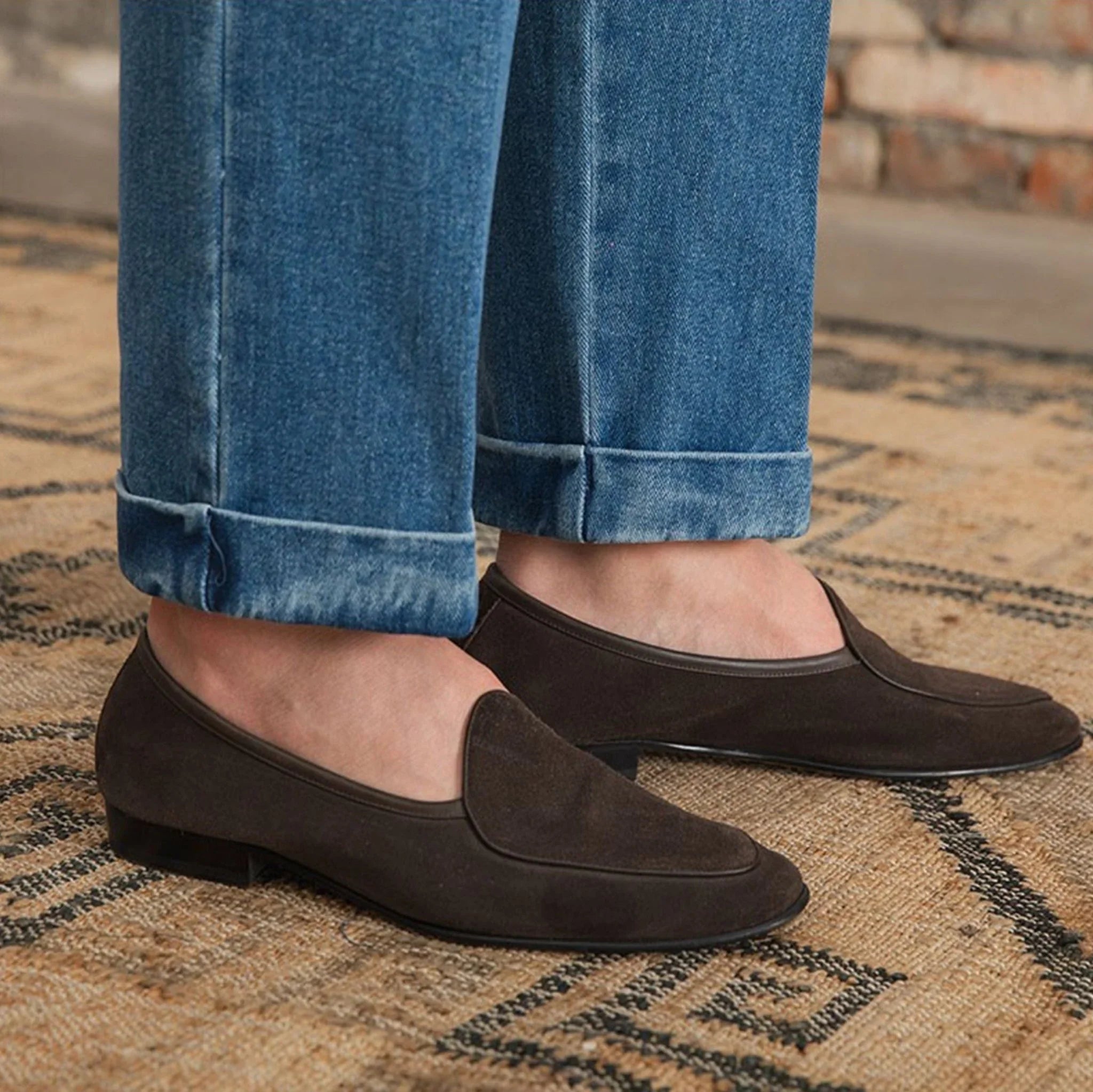 Portofino Çift Katlı Ters Dikiş Düz Kesim Kot Pantolon - Martin Milano