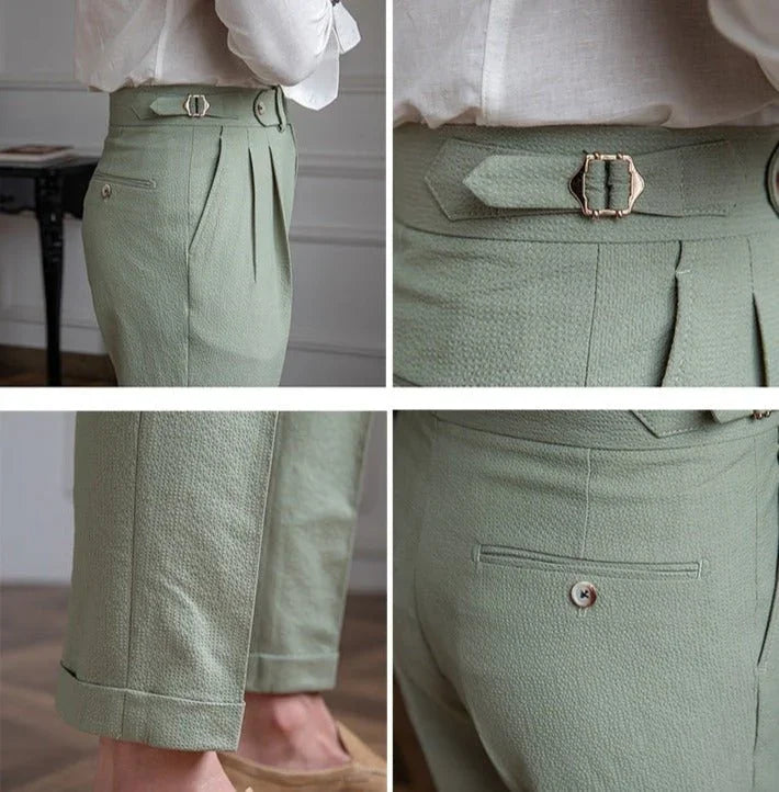 Positano Seersucker Çift Kat Tela Pantolon - Martin Milano