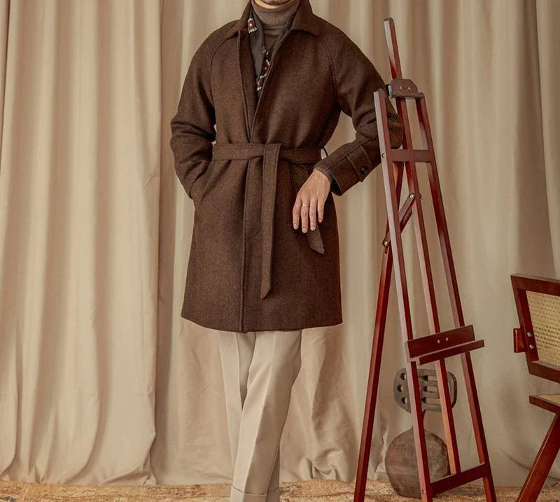 Preugia Kuşaklı Herringbone Yün Kaban - Martin Milano