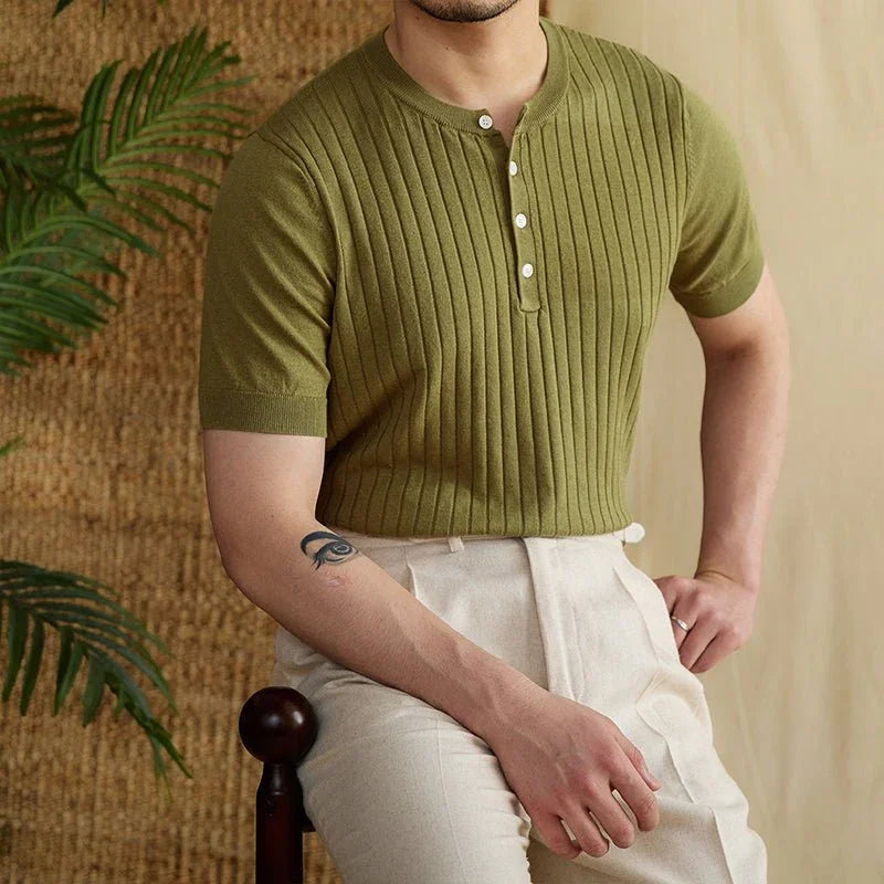 Ribanalı Pileli Örgü Tişört - Martin Milano