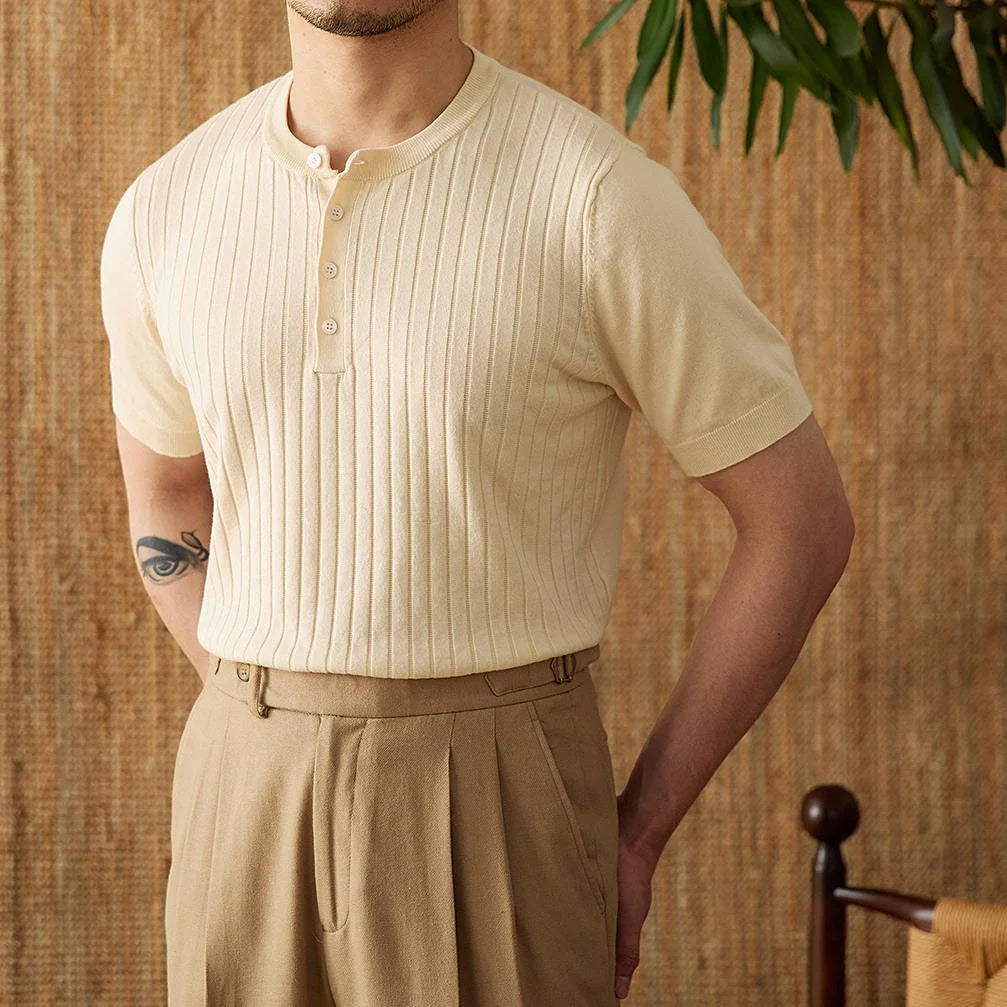 Ribanalı Pileli Örgü Tişört - Martin Milano