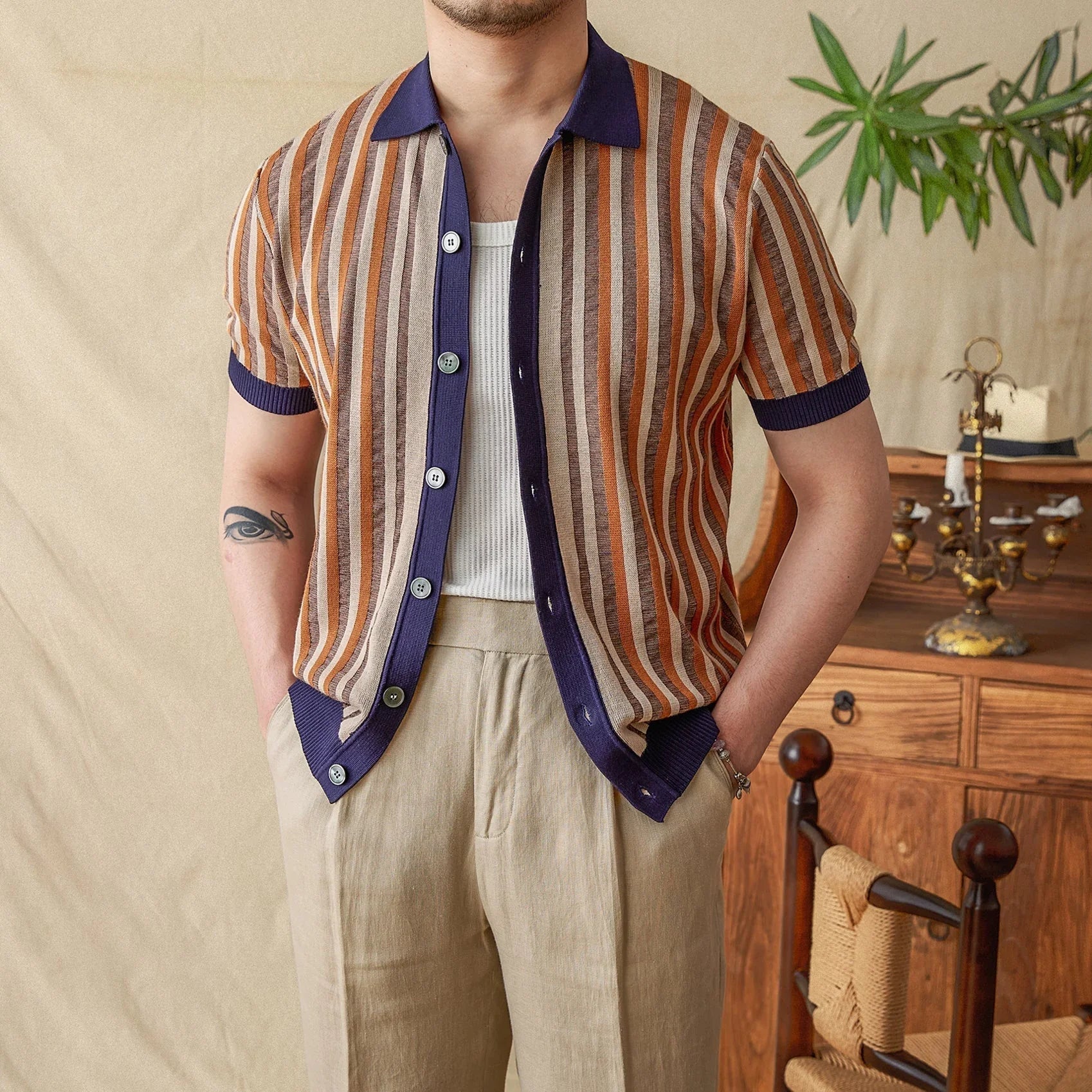 Ripley Pamuk Jakarlı Düğmeli Kısa Kollu Gömlek - Martin Milano