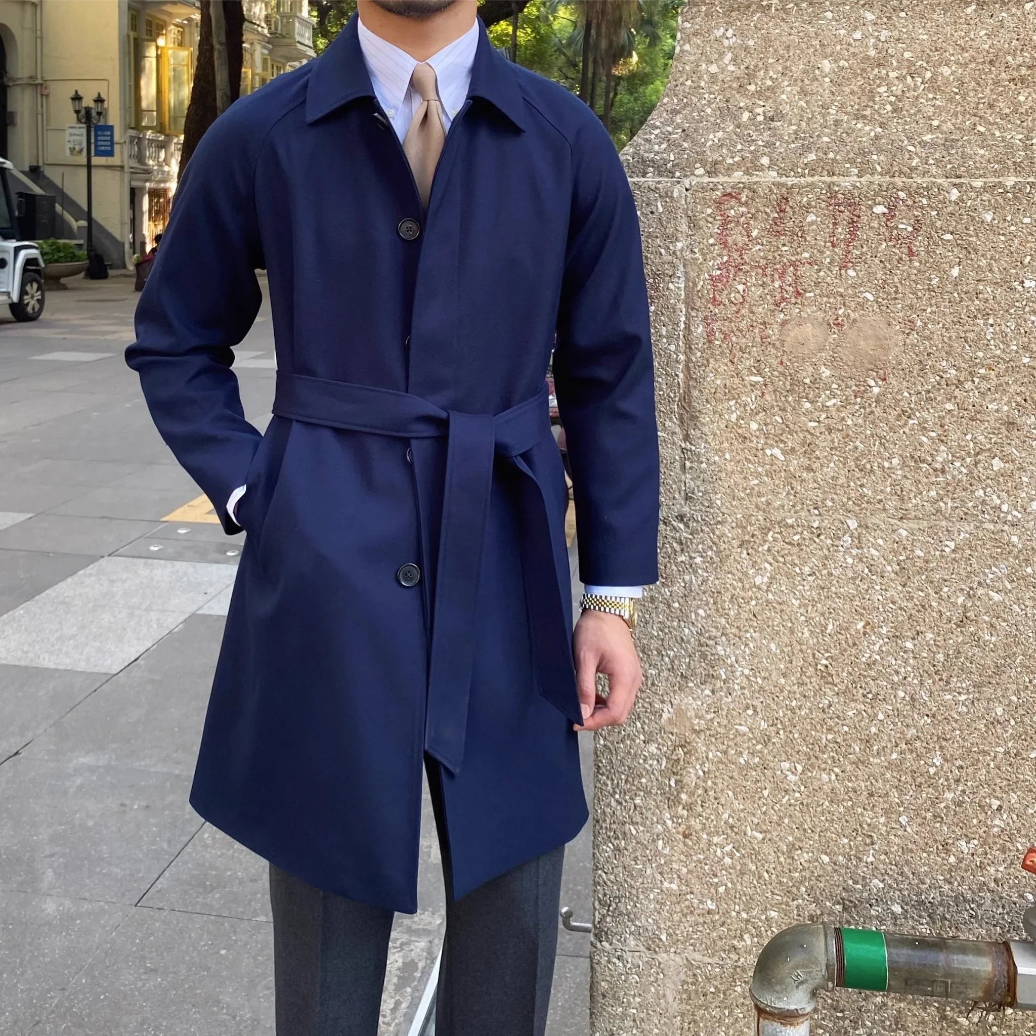 Roma Kemerli Yün Karışımı Trençkot - Martin Milano