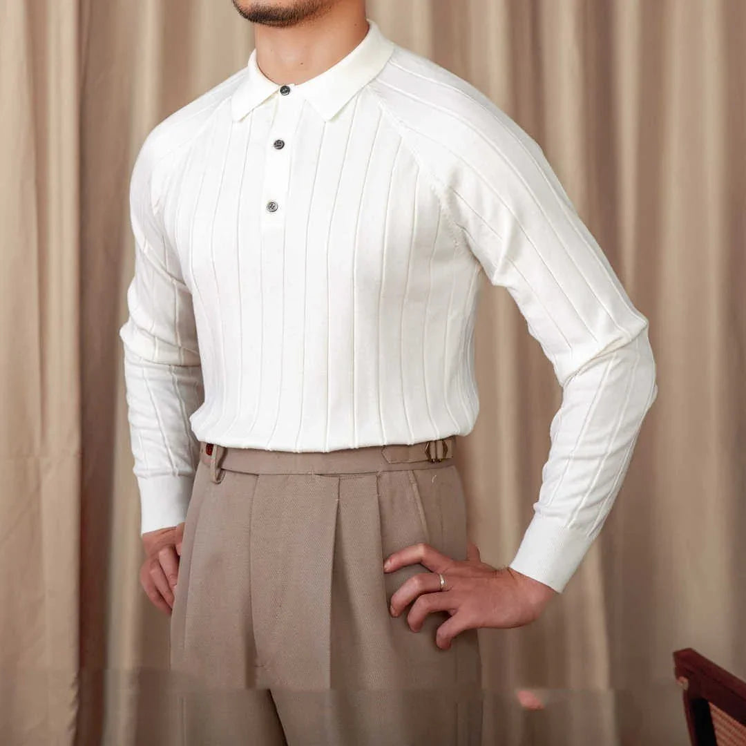 Roma Yün İpek Uzun Kollu Polo Gömlek - Martin Milano