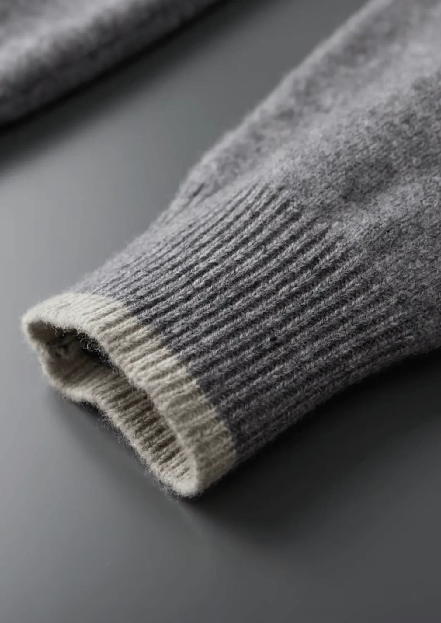 Saf Ekstra İnce Merino Yünü Çift Renk Fermuarlı Hırka - Martin Milano