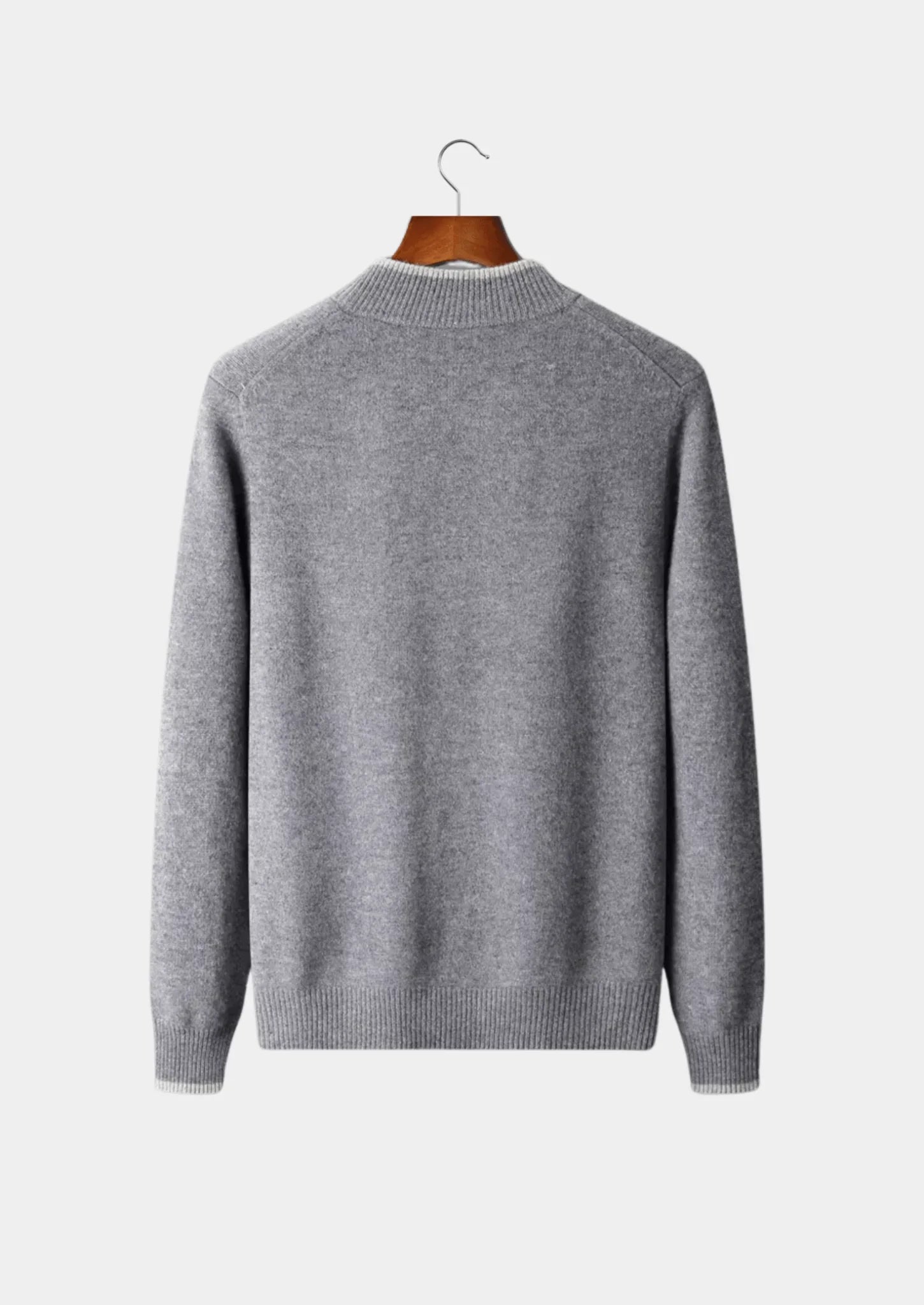 Saf Ekstra İnce Merino Yünü Çift Renk Fermuarlı Hırka - Martin Milano