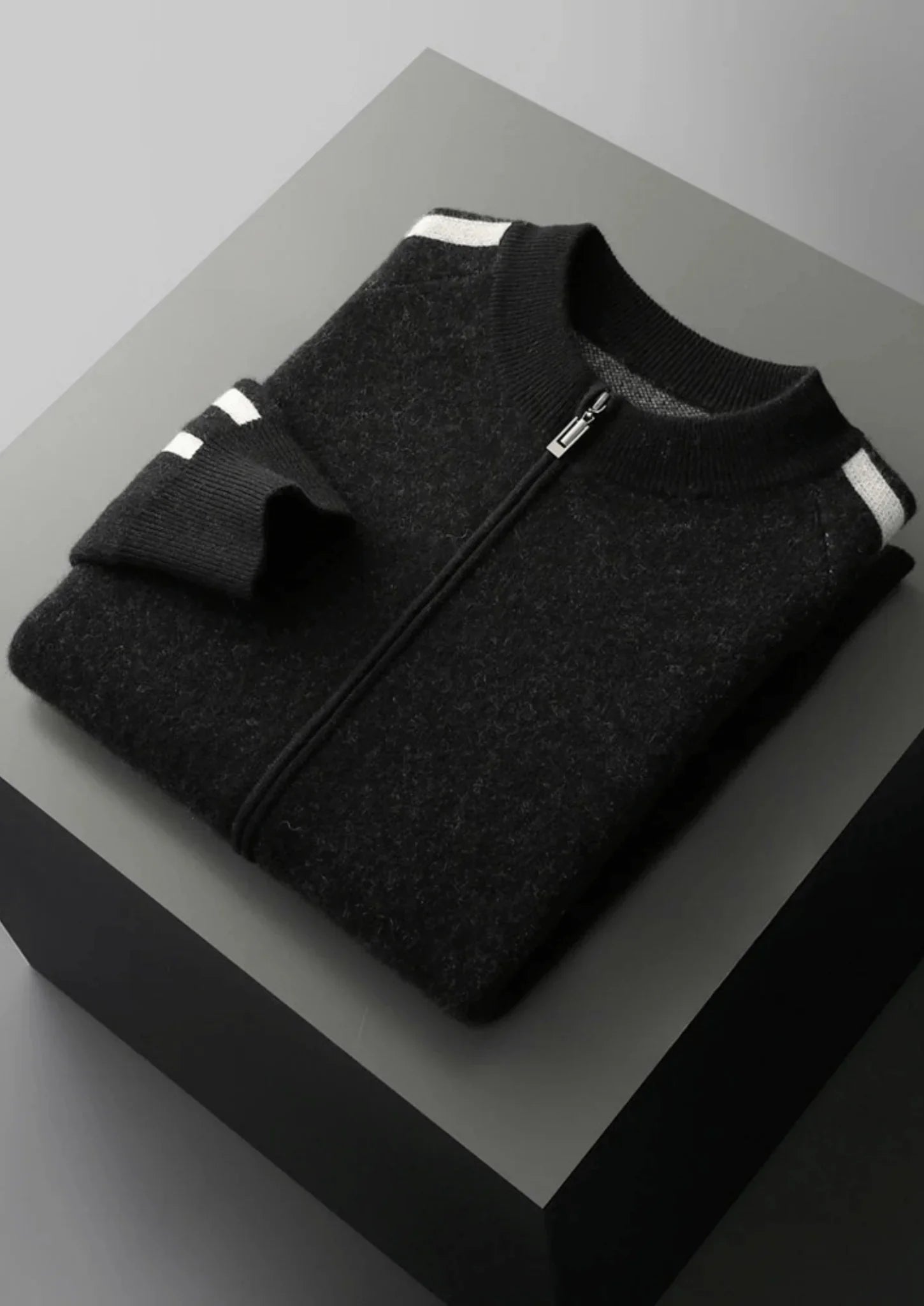 Saf Ekstra İnce Merino Yünü Çizgili Hırka - Martin Milano