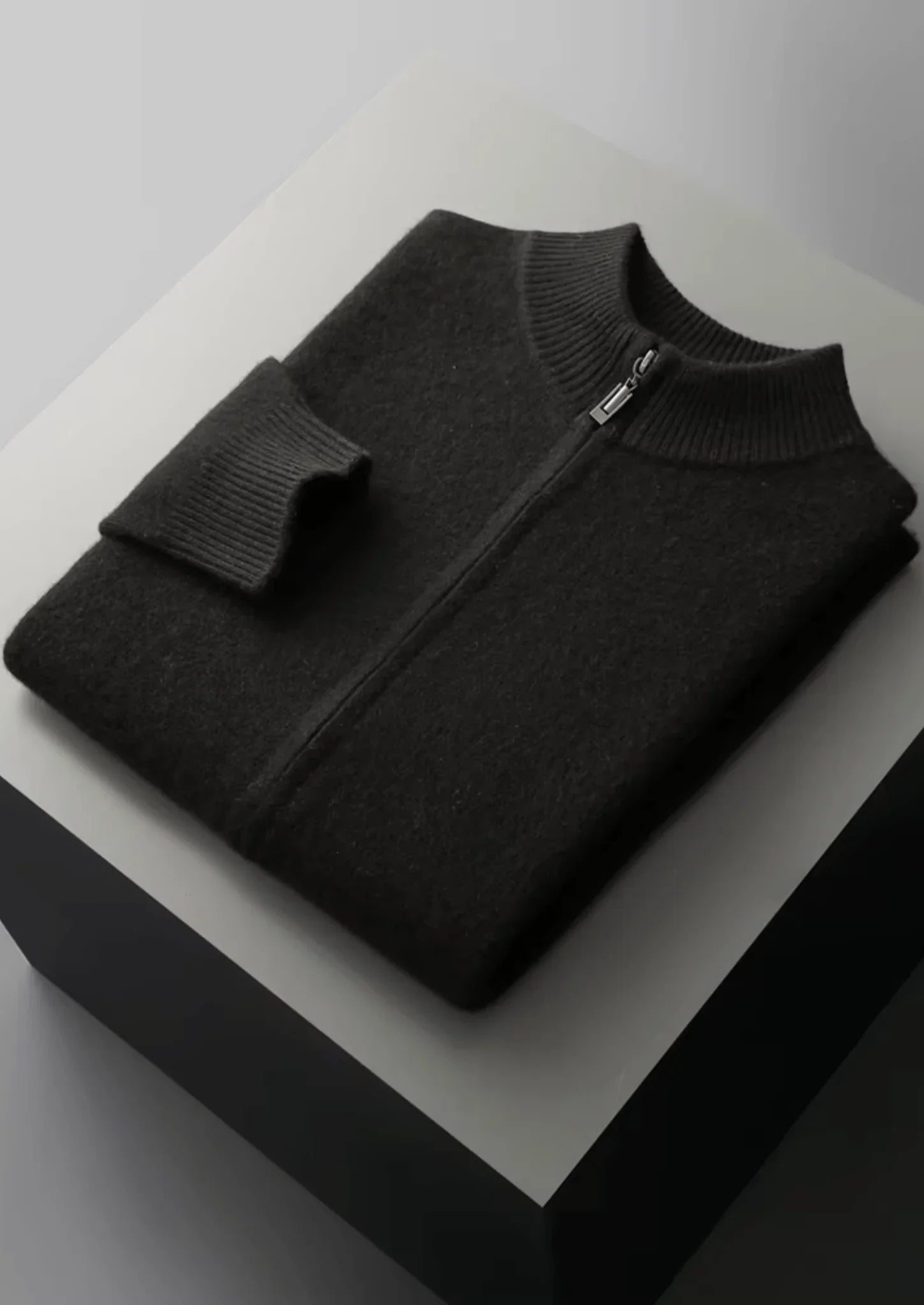 Saf Ekstra İnce Merino Yünü Fermuarlı Hırka - Martin Milano