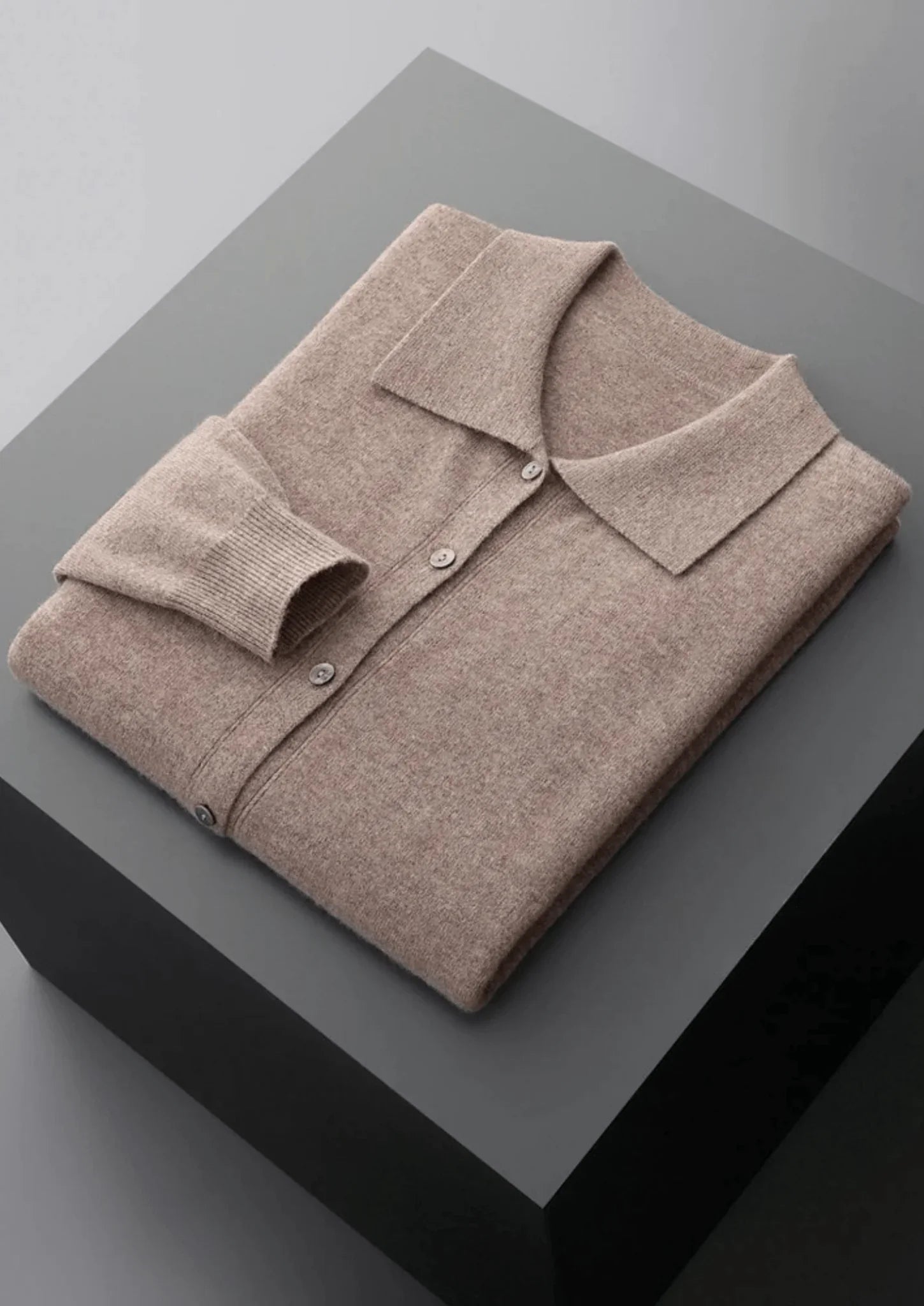 Saf Ekstra İnce Merino Yünü Polo Hırka - Martin Milano