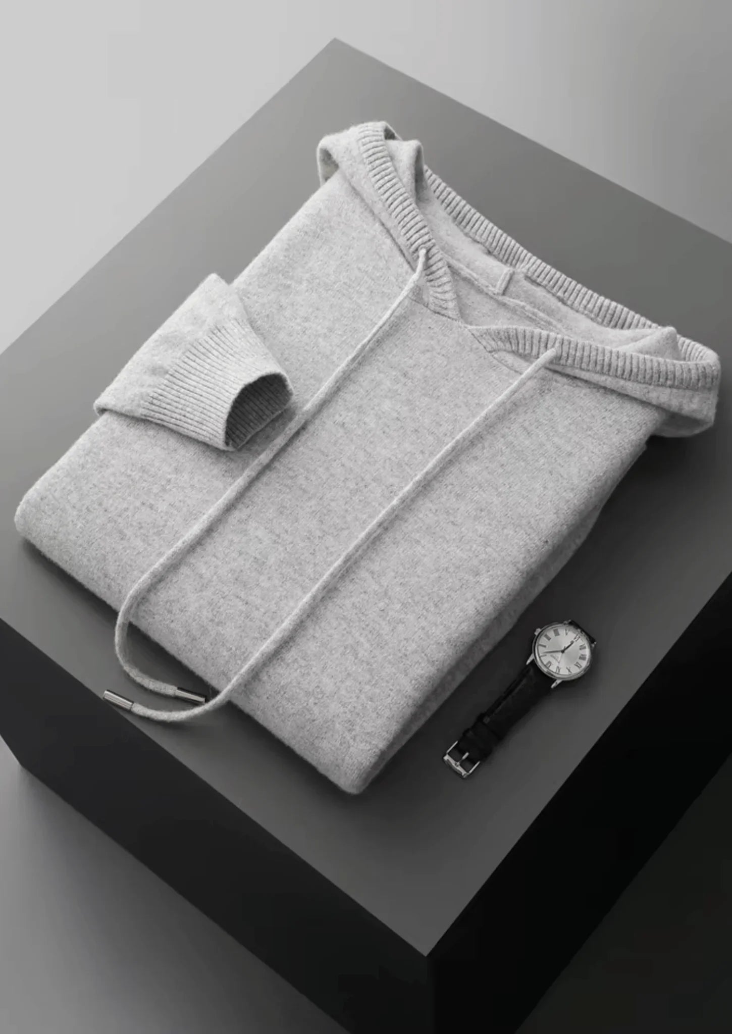 Saf Ekstra İnce Merino Yünü Relax Hoodie - Martin Milano