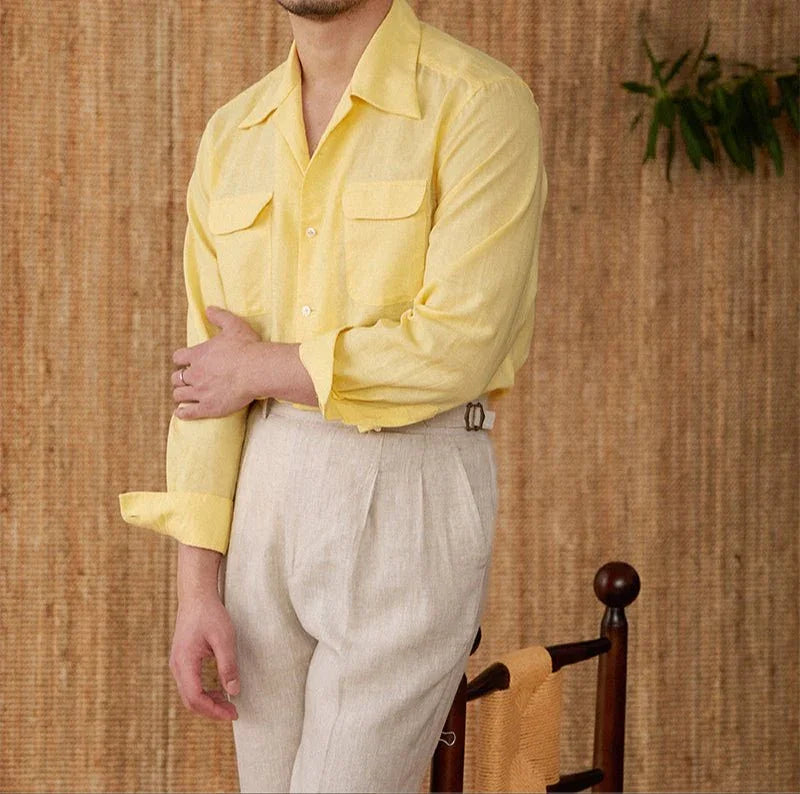 Wineyard Keten Pamuk Karışımı Uzun Kollu Gömlek - Martin Milano