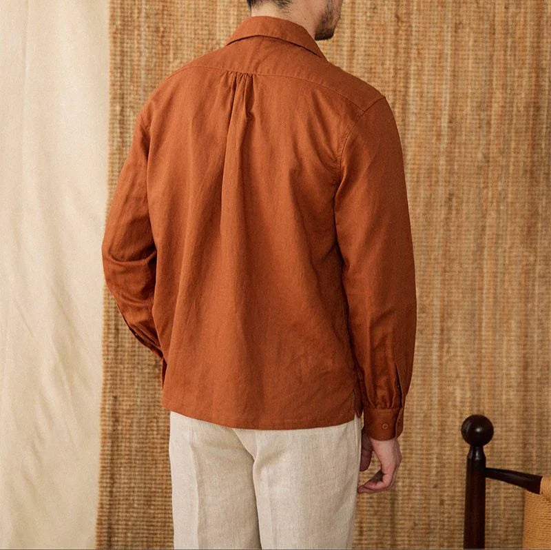 Wineyard Keten Pamuk Karışımı Uzun Kollu Gömlek - Martin Milano