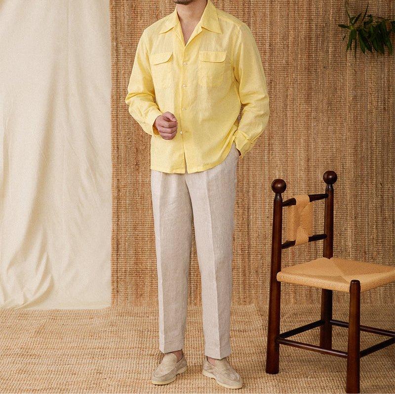 Wineyard Keten Pamuk Karışımı Uzun Kollu Gömlek - Martin Milano