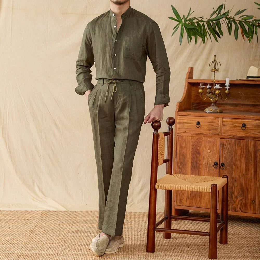 Zakynthos Katlanmış Keten Pantolon - Martin Milano