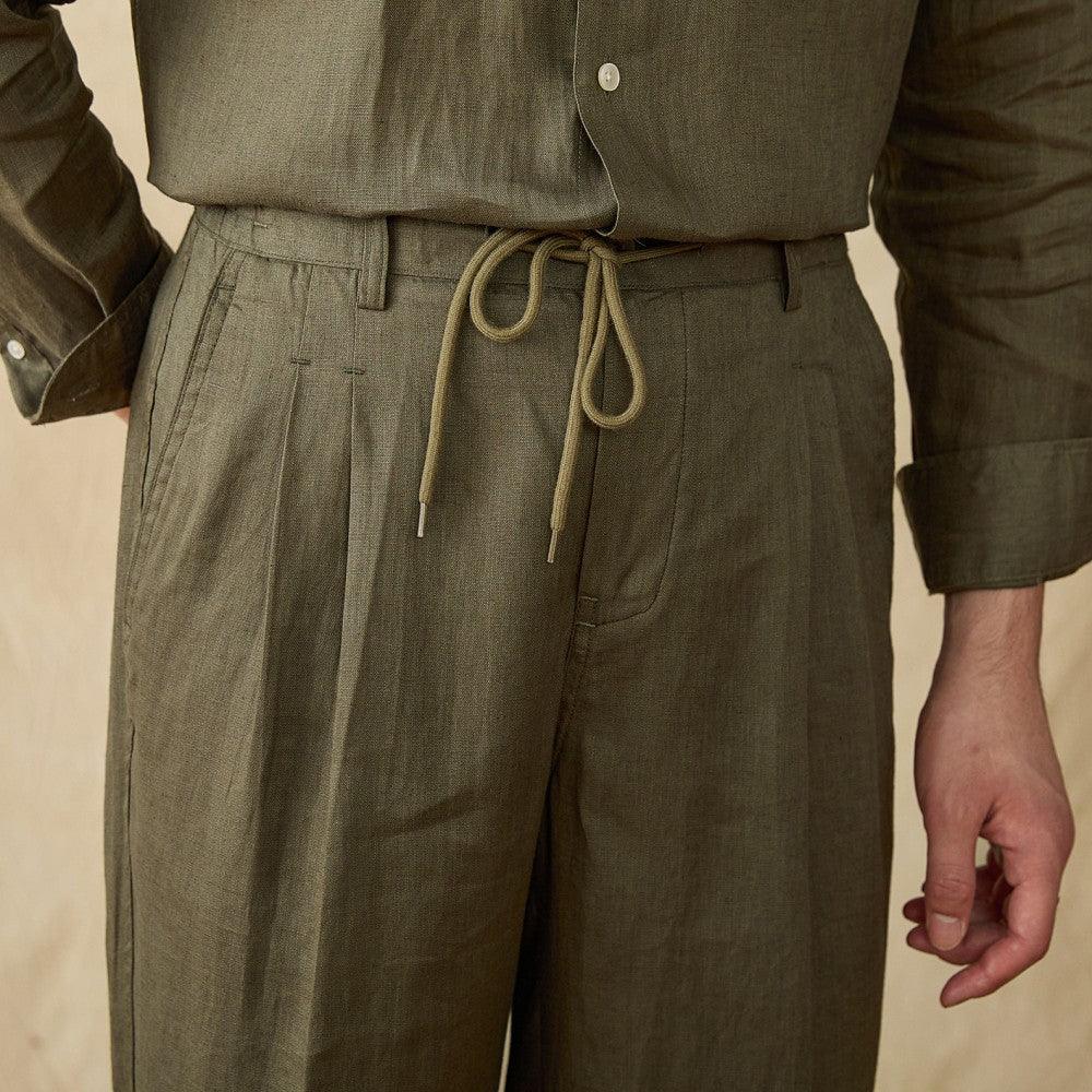 Zakynthos Katlanmış Keten Pantolon - Martin Milano