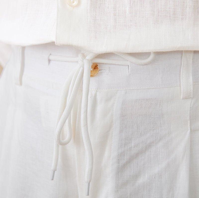 Zakynthos Katlanmış Keten Pantolon - Martin Milano