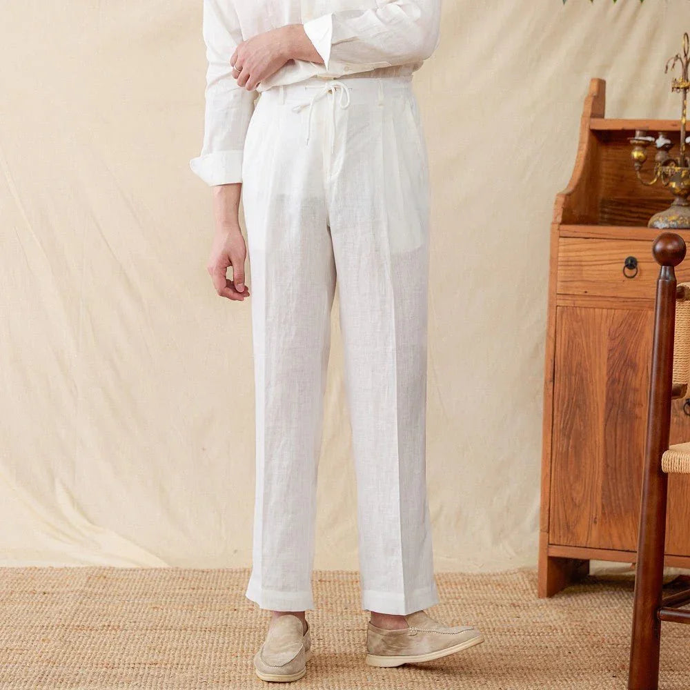 Zakynthos Katlanmış Keten Pantolon - Martin Milano