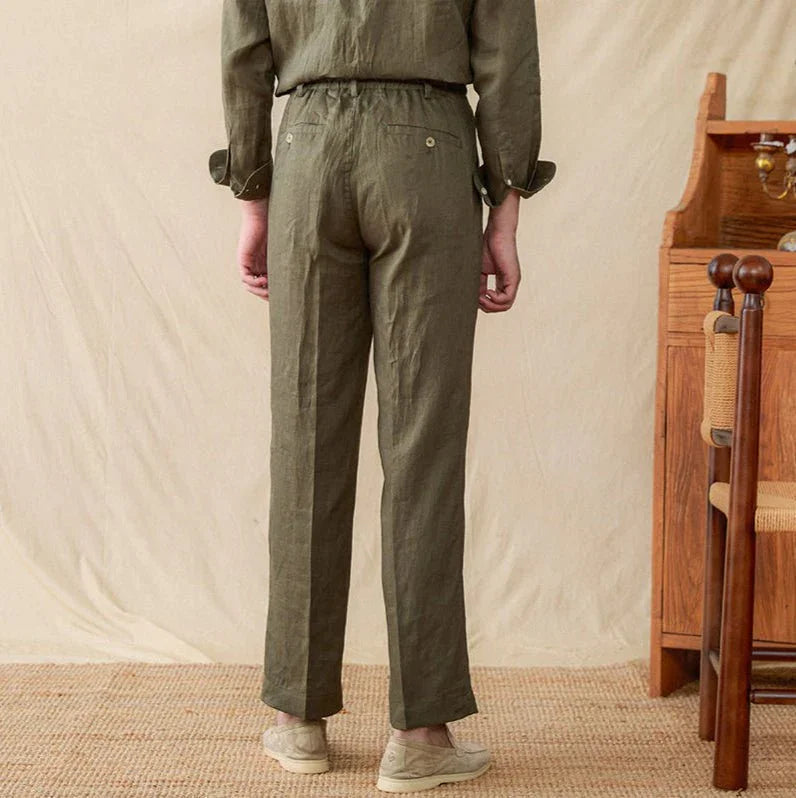 Zakynthos Katlanmış Keten Pantolon - Martin Milano