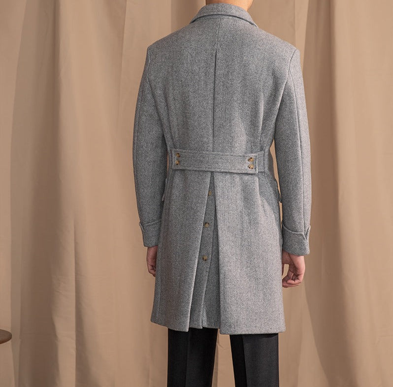 Palazzo Yün Karışımlı Herringbone Polo Yaka Kaban
