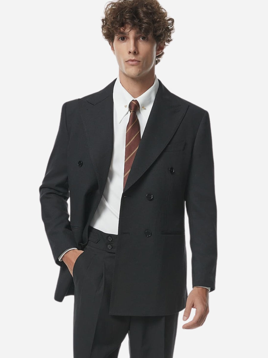 Fransız Çift Düğmeli Keten Blazer