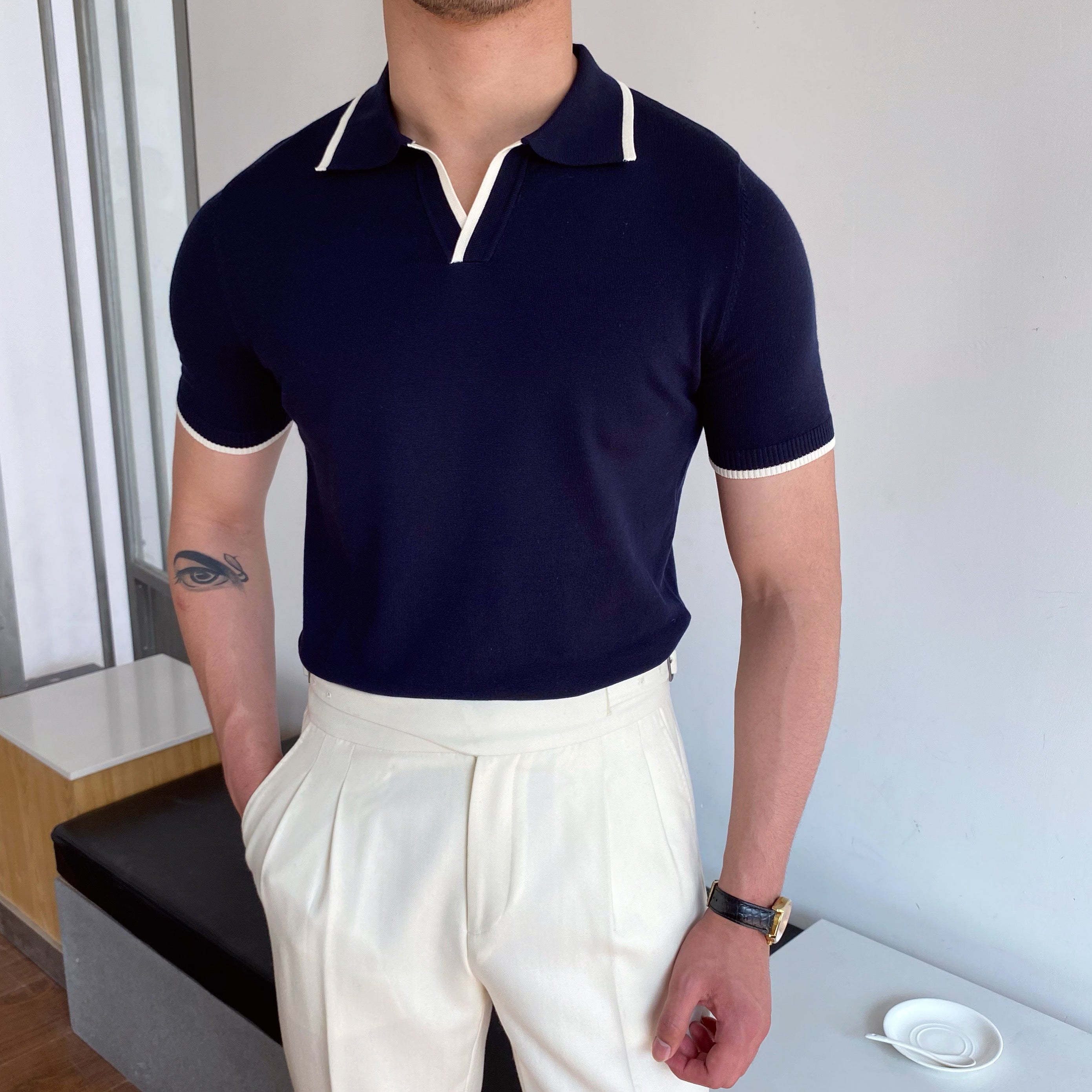Yacht Dokuma Şeritli Polo