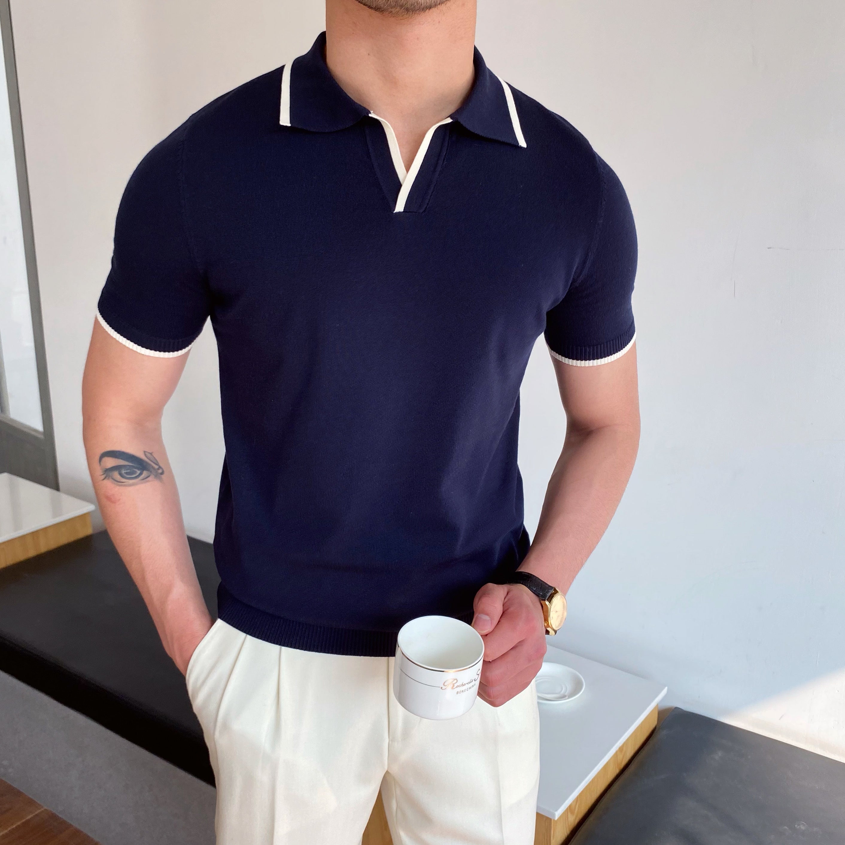 Yacht Dokuma Şeritli Polo
