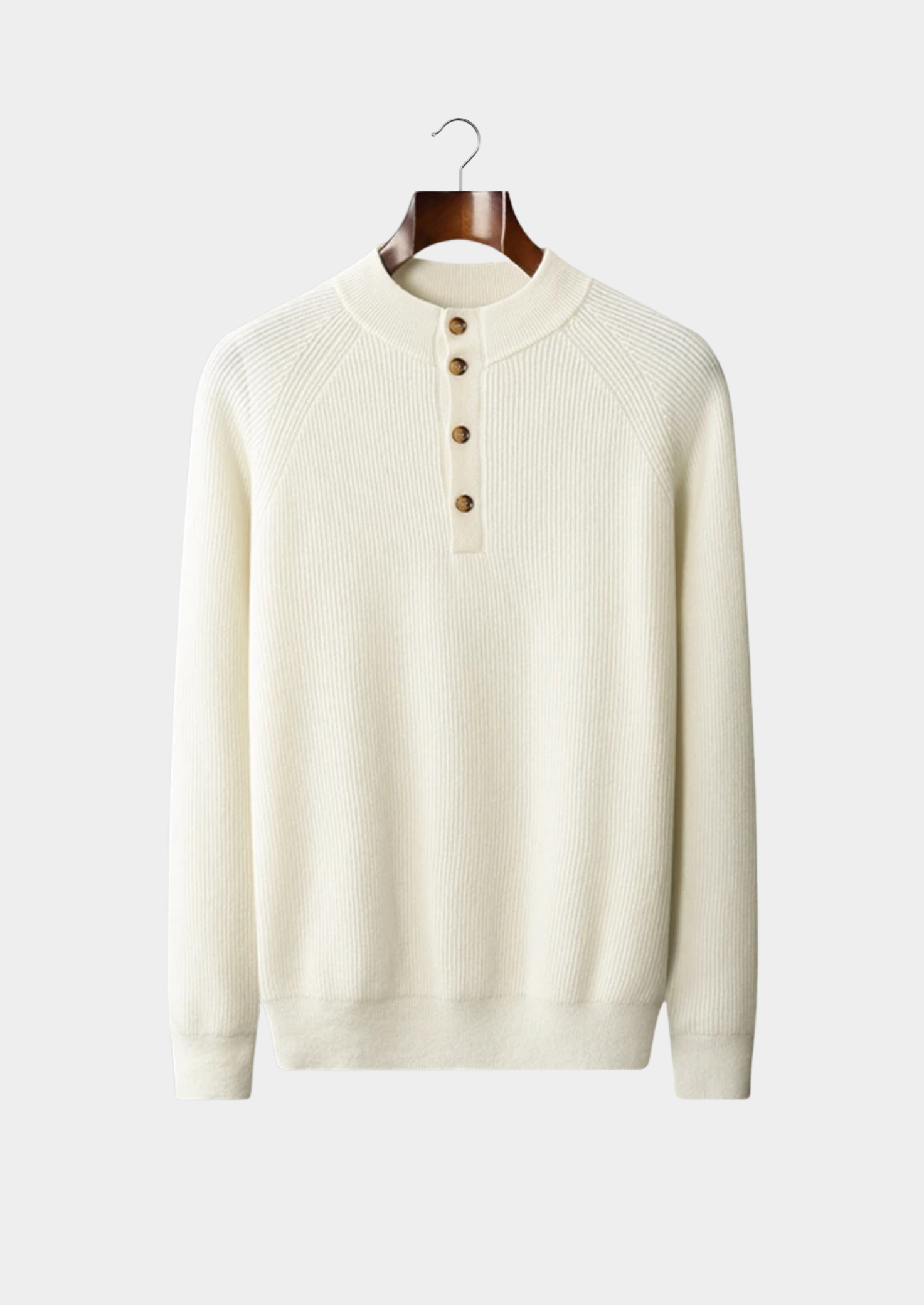 Premium Kaşmir Klasik Çizgili Henley Kazak