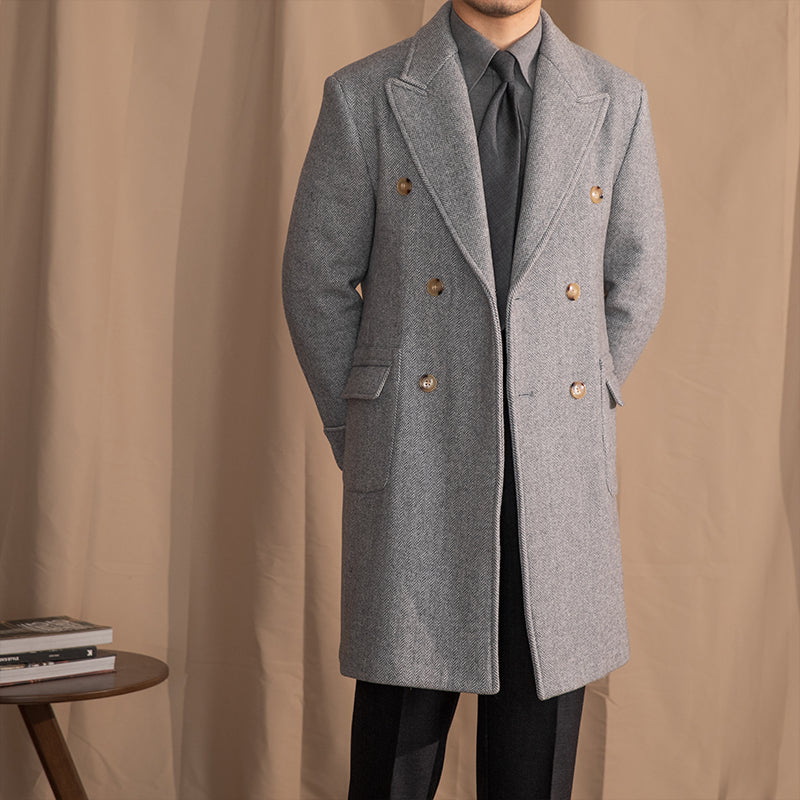 Palazzo Yün Karışımlı Herringbone Polo Yaka Kaban