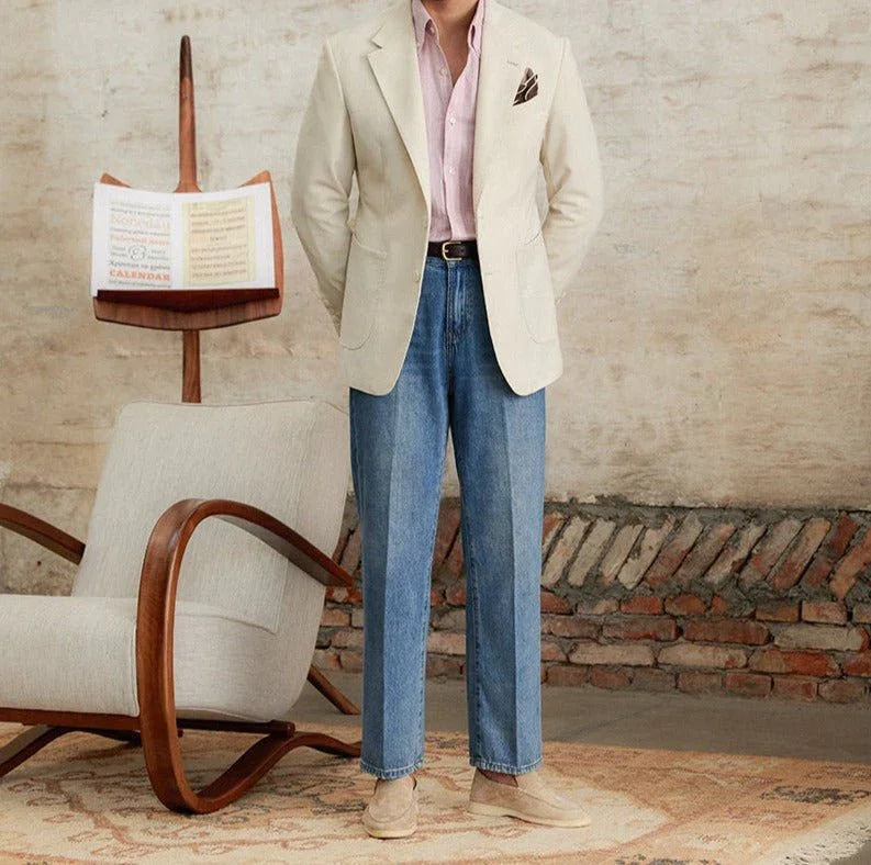 Alassio Pamuklu Kot Kumaş Pilili Düz Kesim Pantolon - Martin Milano