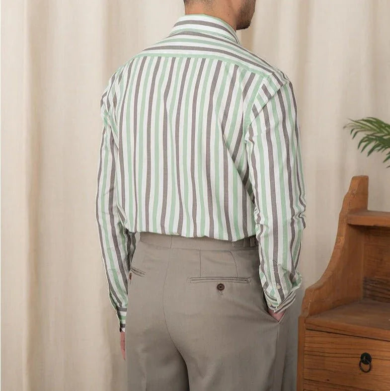 Amalfi Çizgili Pamuk Uzun Kollu Gömlek - Martin Milano