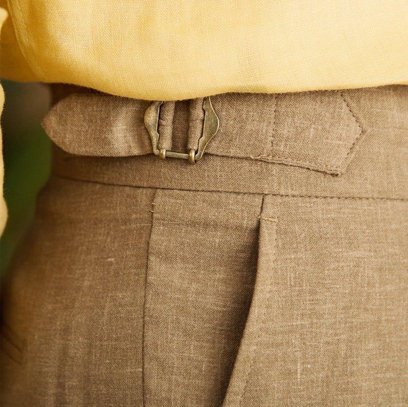 Antibes Keten Kıvrımlı Düz Kesim Pantolon - Martin Milano