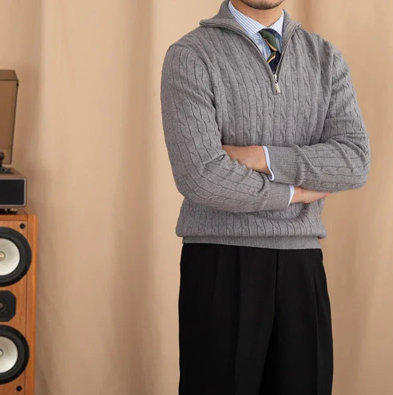 Aspen Açık Yaka Örgü Yarım Fermuarlı Kazak - Martin Milano