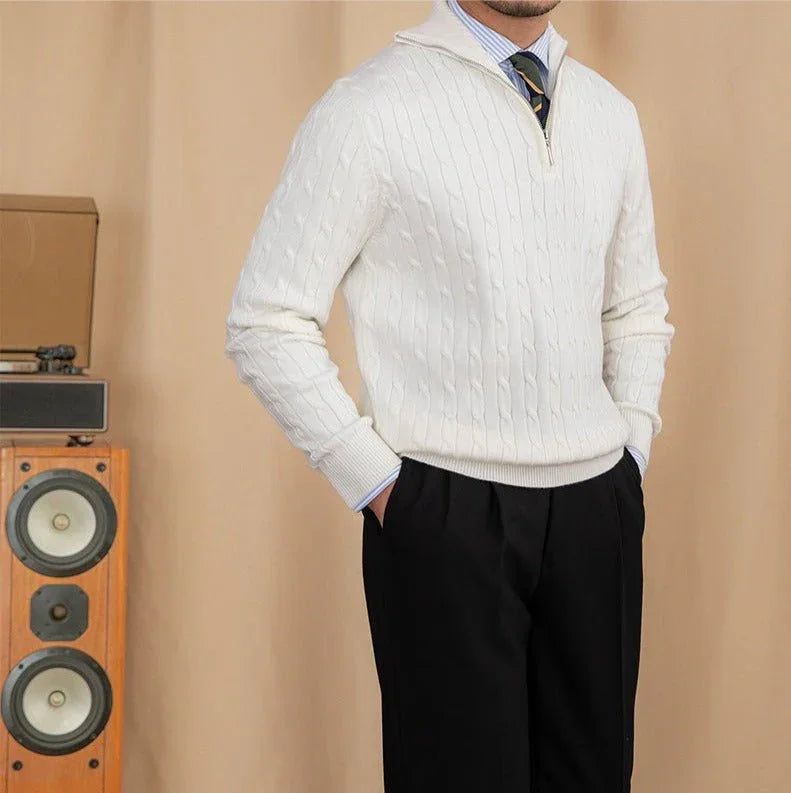 Aspen Açık Yaka Örgü Yarım Fermuarlı Kazak - Martin Milano