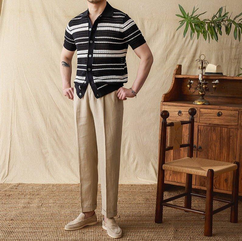 Beaune Pamuk Jakarlı Örme Kısa Kollu Gömlek - Martin Milano