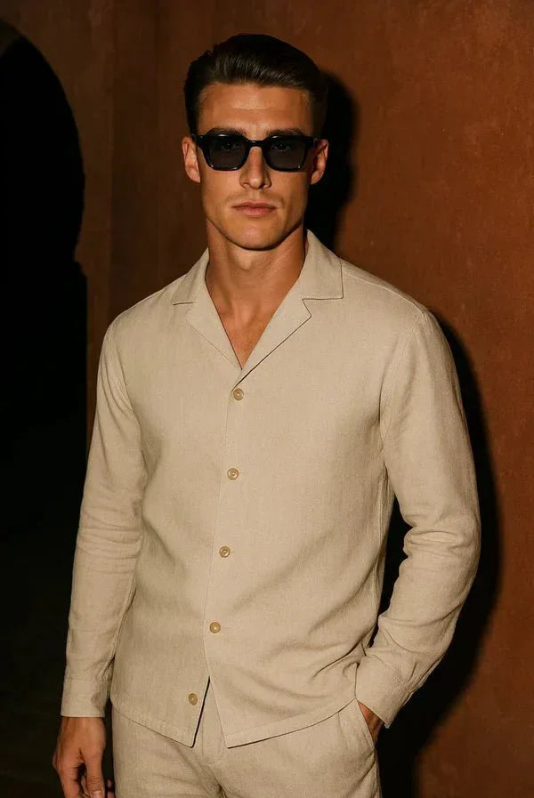 Bej Keten Gömlek - Martin Milano