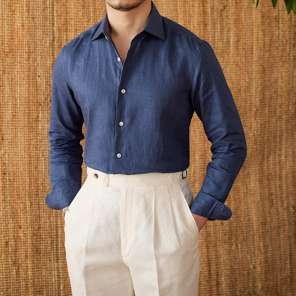 Cannes Keten Uzun Kollu Gömlek - Martin Milano